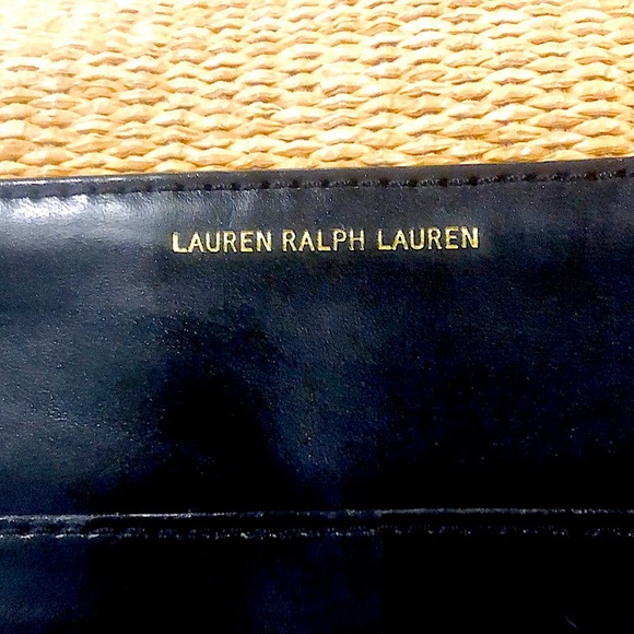 RALPH LAUREN Top Zipper Closure Black Handle Wicker Shoulder Bag with Storage - Picture 4 of 17